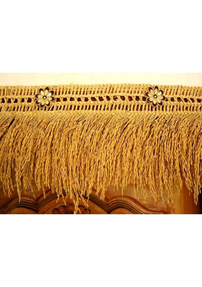 USIRA paddy toran3.5 feet paddy torana for door with maroon flowers Toran(Vetiver Root) - Indya