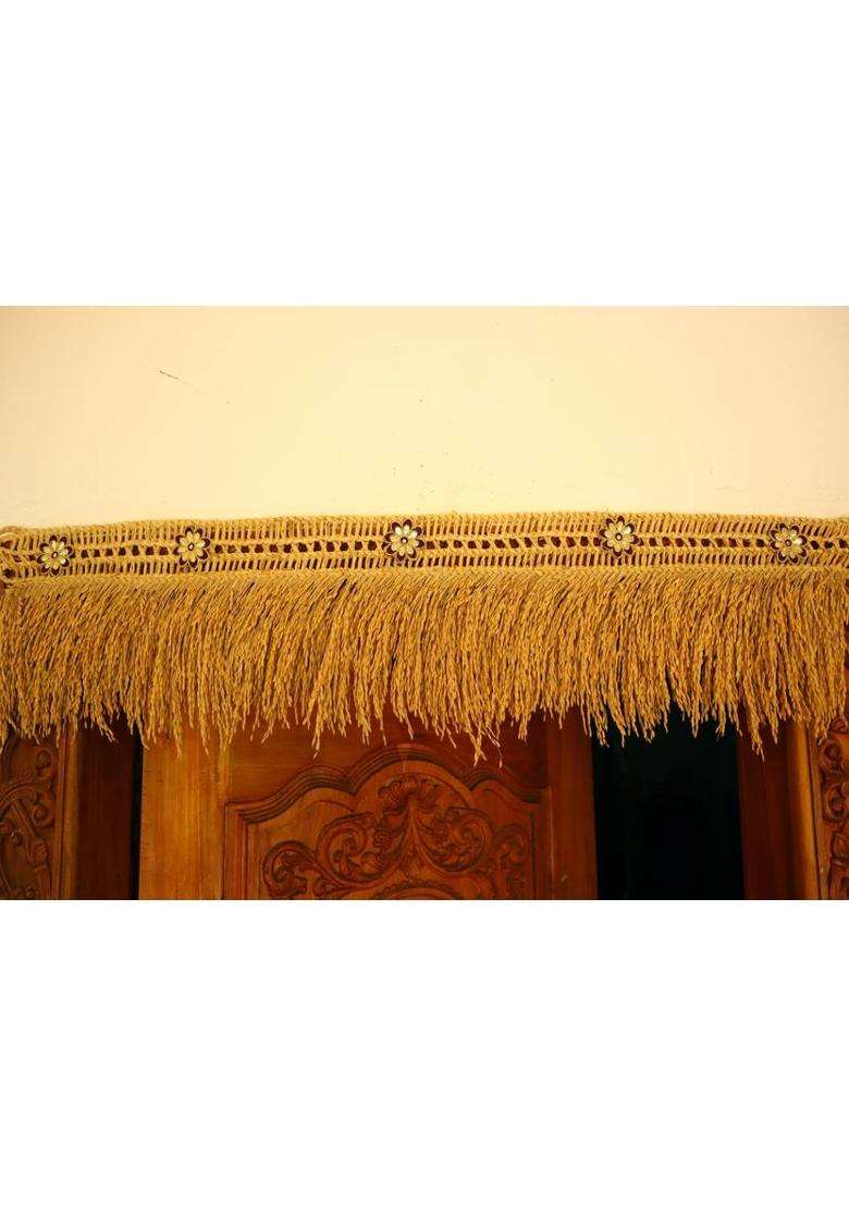 USIRA paddy toran3.5 feet paddy torana for door with maroon flowers Toran(Vetiver Root) - Indya