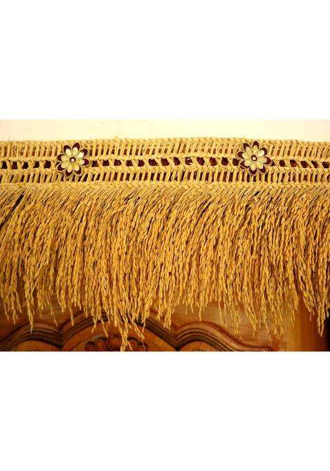 USIRA paddy toran3.5 feet paddy torana for door with maroon flowers Toran(Vetiver Root)