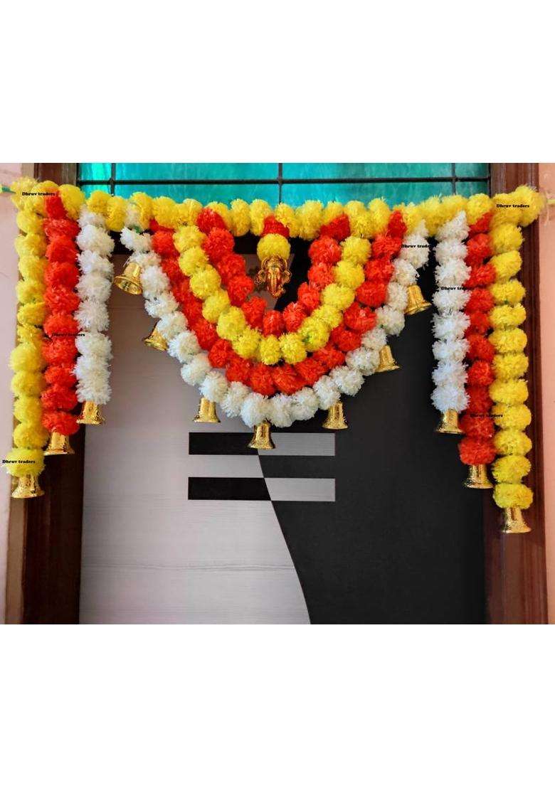DEITY DT LIFE STYLES ARTIFICIAL MARIGOLD FLOWER DOOR SET HANGING GARLAND ( 4G ) PACK OF 1 Toran(Plastic) - Indya