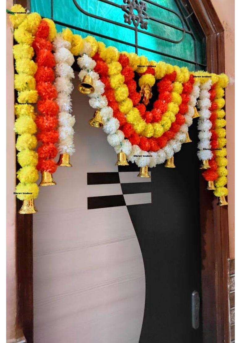 DEITY DT LIFE STYLES ARTIFICIAL MARIGOLD FLOWER DOOR SET HANGING GARLAND ( 4G ) PACK OF 1 Toran(Plastic) - Indya
