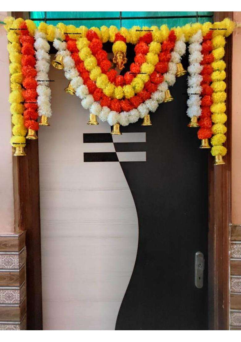 DEITY DT LIFE STYLES ARTIFICIAL MARIGOLD FLOWER DOOR SET HANGING GARLAND ( 4G ) PACK OF 1 Toran(Plastic) - Indya