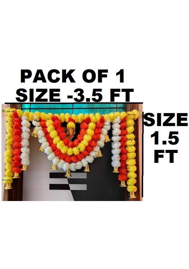 DEITY DT LIFE STYLES ARTIFICIAL MARIGOLD FLOWER DOOR SET HANGING GARLAND ( 4G ) PACK OF 1 Toran(Plastic) - Indya