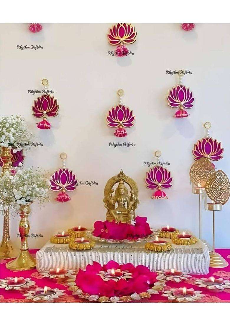 RHYTHM GIFT4U 6 Pcs Lotus Hanging Home Decoration Items Door Bandarwal Door Hanging Toran - Indya