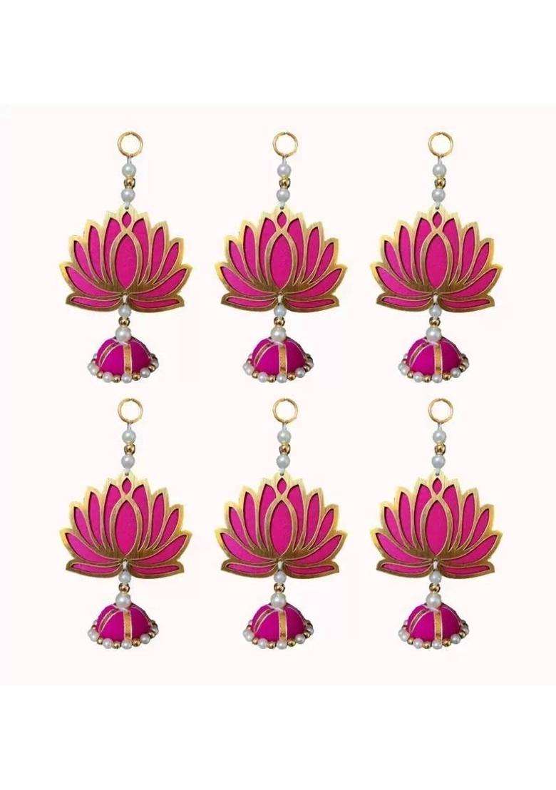RHYTHM GIFT4U 6 Pcs Lotus Hanging Home Decoration Items Door Bandarwal Door Hanging Toran - Indya