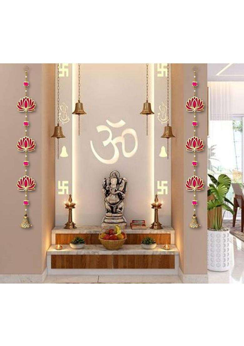 house of common 2 PC Lotus Hangings For Decoration Toran For Door Toran(MDF) - Indya