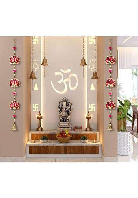house of common 2 PC Lotus Hangings For Decoration Toran For Door Toran(MDF)
