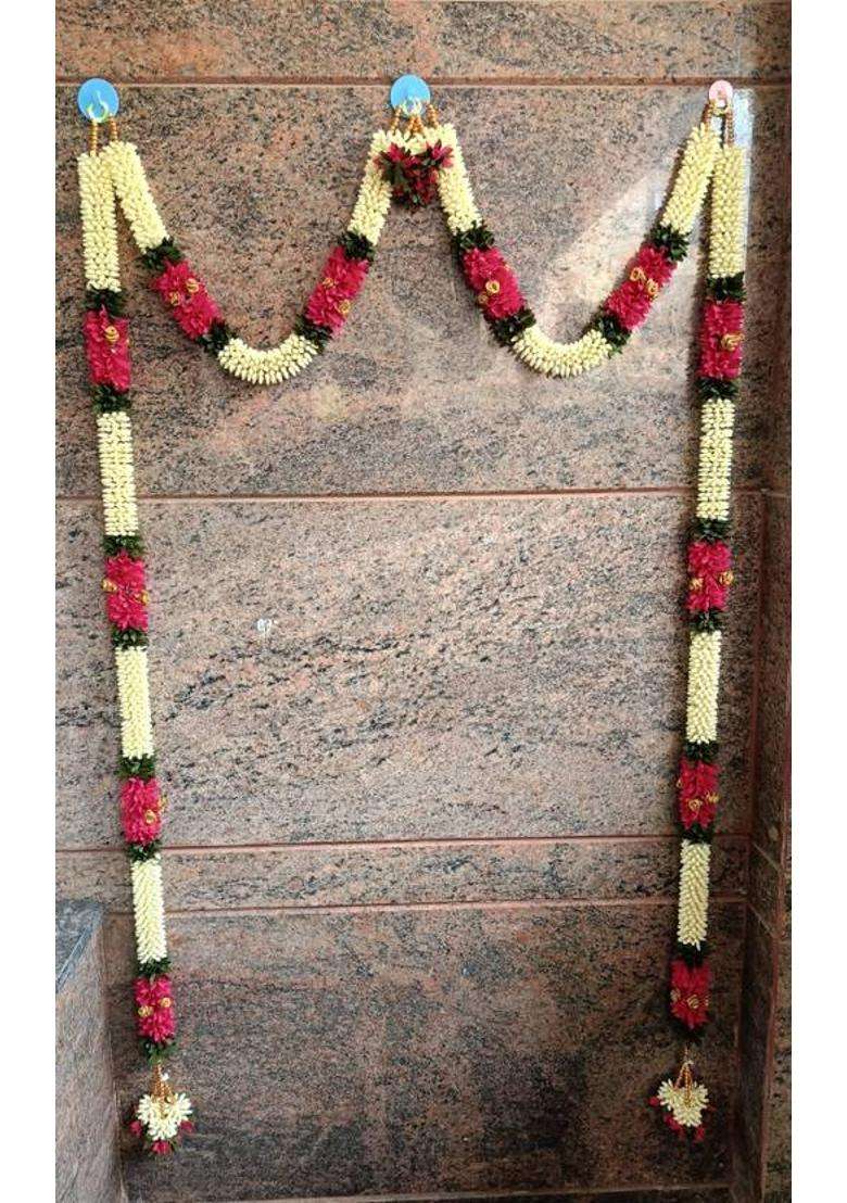 Sai TRENDING TRADITIONAL MALLE TORAN FULL DOOR SET (PINK COLOUR) Toran(ARTIFICIAL FLOWERS) - Indya