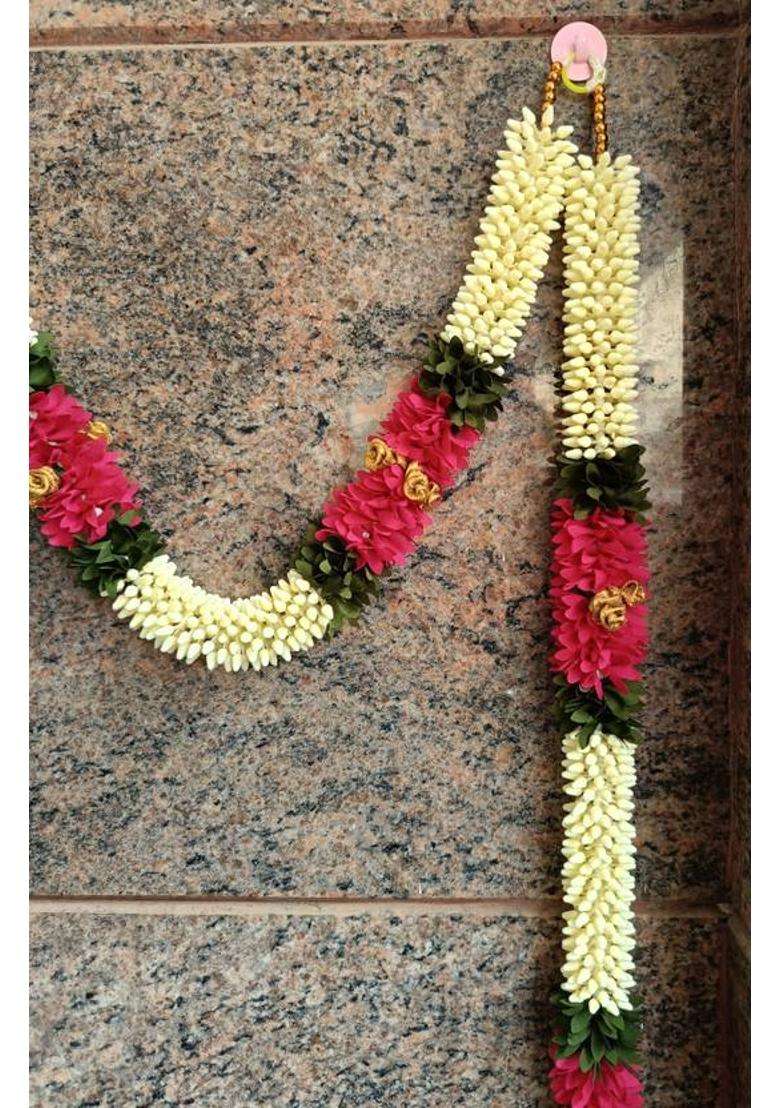 Sai TRENDING TRADITIONAL MALLE TORAN FULL DOOR SET (PINK COLOUR) Toran(ARTIFICIAL FLOWERS) - Indya