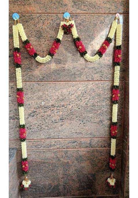 Sai TRENDING TRADITIONAL MALLE TORAN FULL DOOR SET (PINK COLOUR) Toran(ARTIFICIAL FLOWERS)