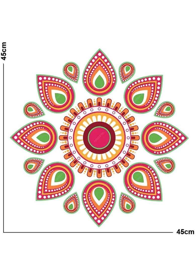 COLOURED WINGS 45 cm Trendy Festival Rangoli Diwali of Self Adhesive Floor Stickers Self Adhesive Sticker(Pack of 1) - Indya