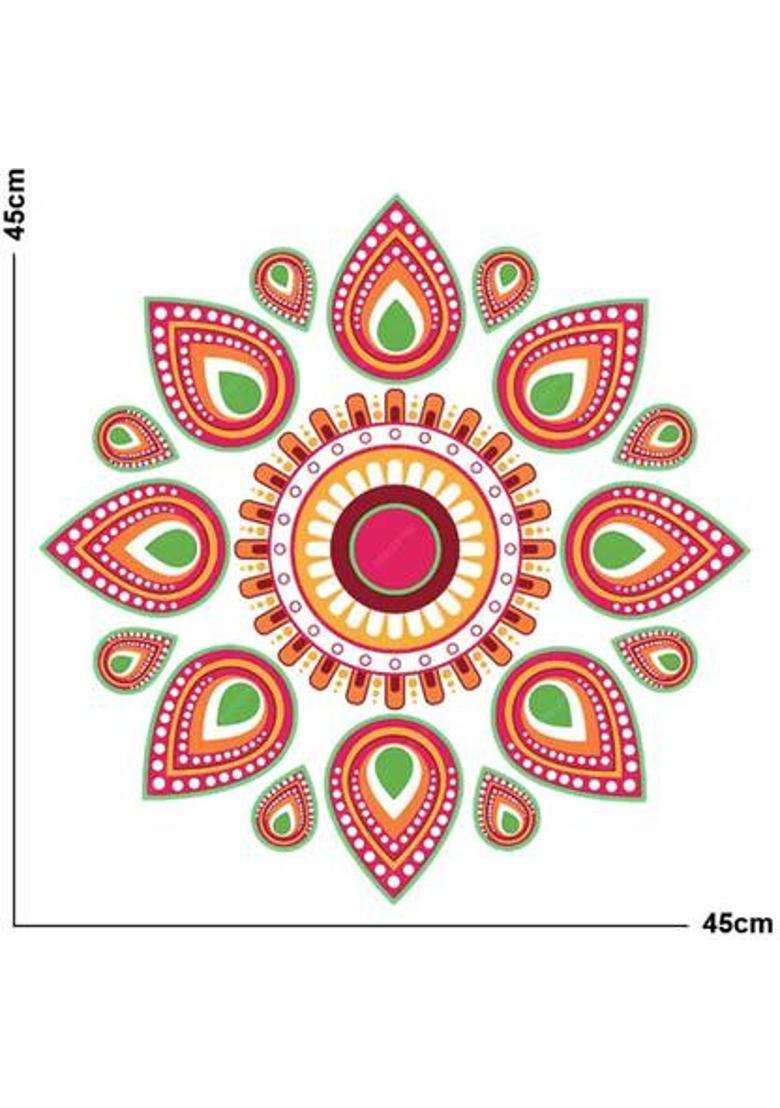 COLOURED WINGS 45 cm Trendy Festival Rangoli Diwali of Self Adhesive Floor Stickers Self Adhesive Sticker(Pack of 1) - Indya