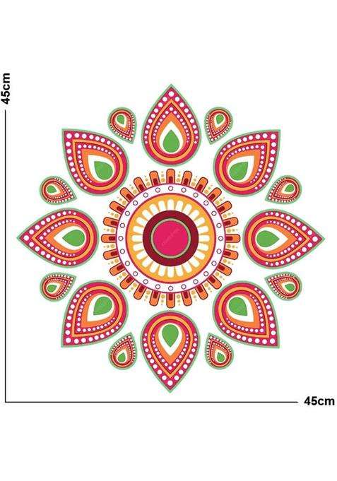 COLOURED WINGS 45 cm Trendy Festival Rangoli Diwali of Self Adhesive Floor Stickers Self Adhesive Sticker(Pack of 1)