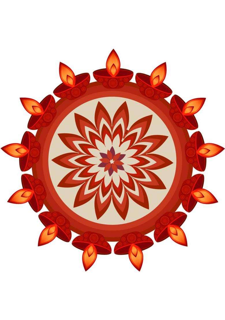 Aalam Designs 38 cm Rangoli Wall Sticker (PVC Vinyl Color- Multicolor) Self Adhesive Sticker(Pack of 1) - Indya