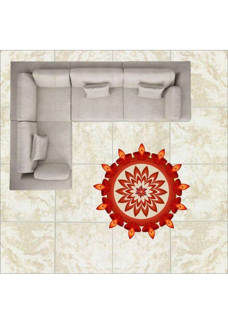 Aalam Designs 38 cm Rangoli Wall Sticker (PVC Vinyl Color- Multicolor) Self Adhesive Sticker(Pack of 1) - Indya