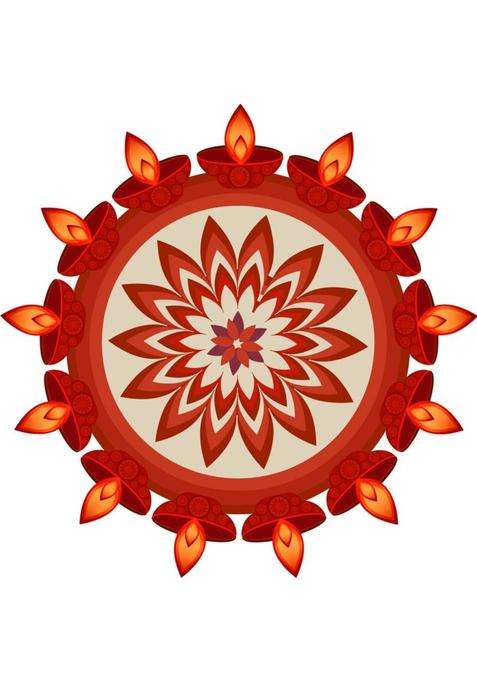 Aalam Designs 38 cm Rangoli Wall Sticker (PVC Vinyl Color- Multicolor) Self Adhesive Sticker(Pack of 1)