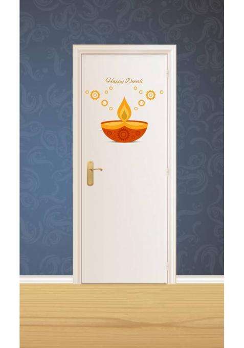 Psychedelic Collection 46 cm Decorative Rangoli Desing Happy diwali pvc vinyl multicolor wall sticker for wall decoration Self Adhesive Sticker(Pack of 1)
