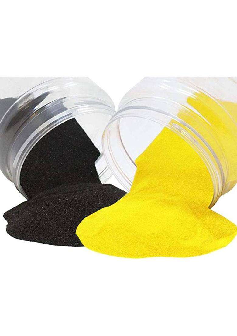 BRIGHT BLOOM Pack of 2 Rangoli Powder(Black Yellow) - Indya