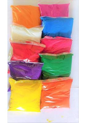 Raga Plus Pack of 10 Rangoli Powder(Red Yellow White Blue Green Orange Pink Maroon)