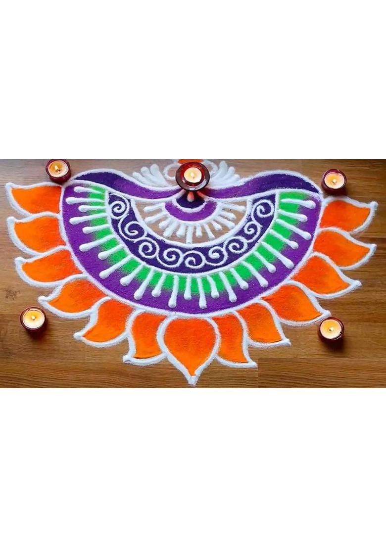 Raga Plus Pack of 10 Rangoli Powder(Red Yellow White Blue Green Orange Pink Maroon) - Indya