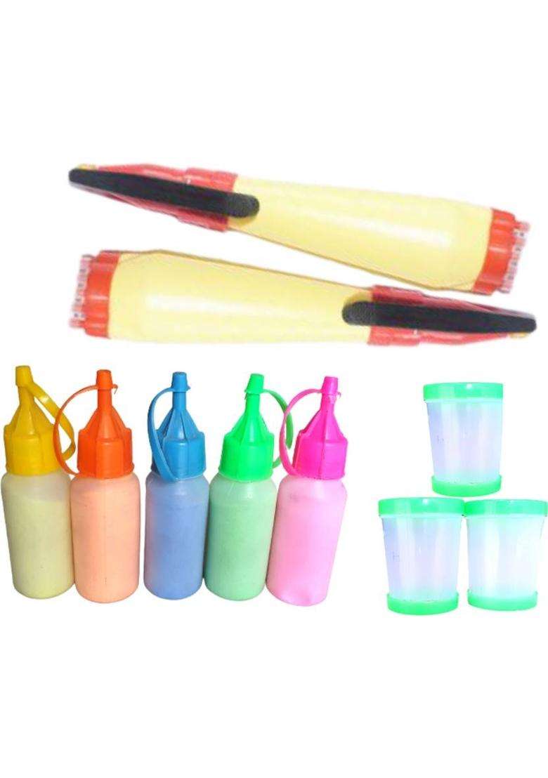 Raga Plus Pack of 10 Rangoli Powder(Red Yellow White Blue Green Orange Pink Maroon) - Indya