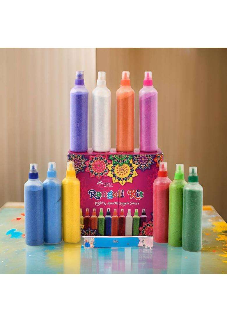 CraftVatika Pack of 10 Rangoli Powder(Multicolor) - Indya