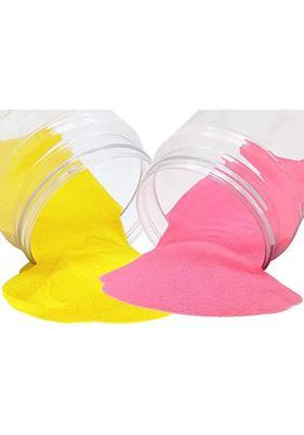 BRIGHT BLOOM Pack of 2 Rangoli Powder(Yellow Pink)