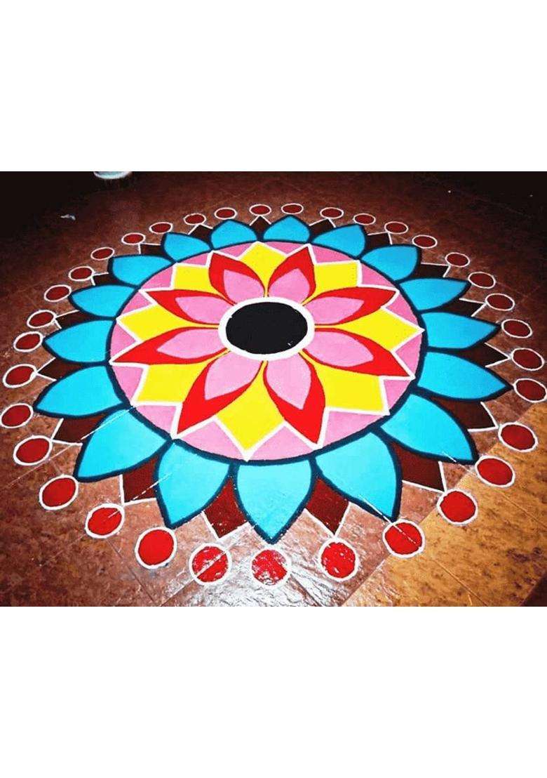 BRIGHT BLOOM Pack of 2 Rangoli Powder(Yellow Pink) - Indya