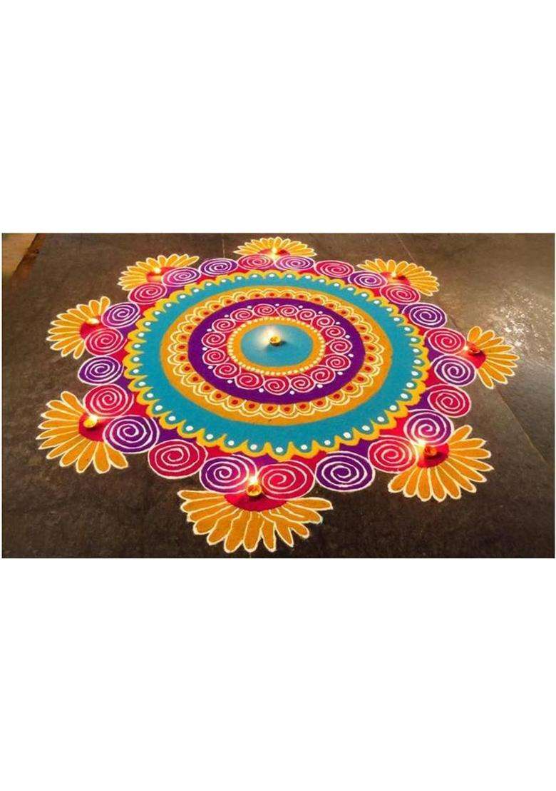 BRIGHT BLOOM Pack of 2 Rangoli Powder(Yellow Pink) - Indya