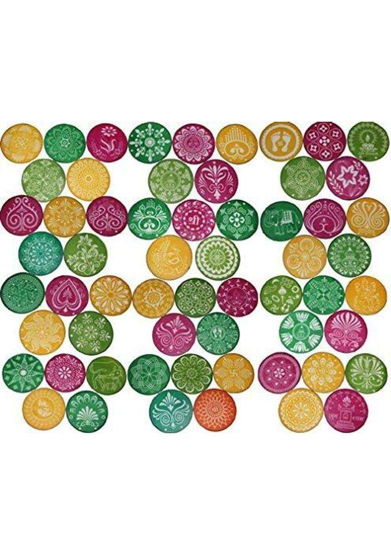 oramsa Ready to use assorted 4inch set of 25 different designs patterns (twenty five) Rangoli Stencil - Indya