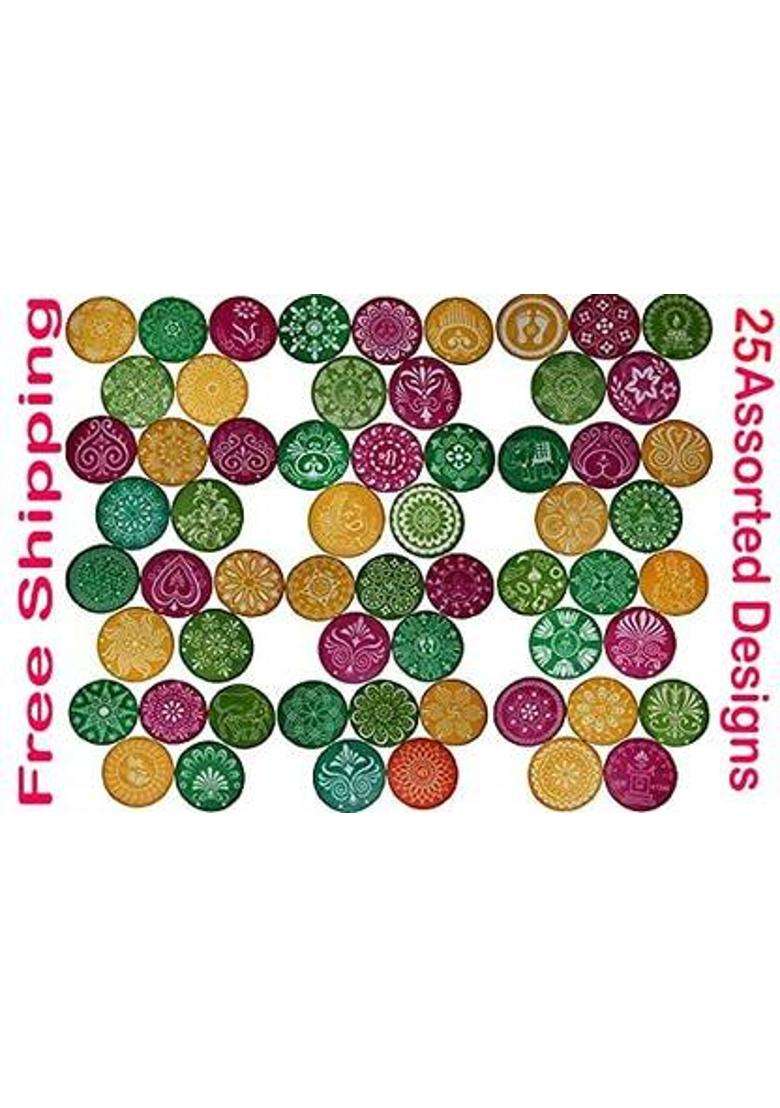 oramsa Ready to use assorted 4inch set of 25 different designs patterns (twenty five) Rangoli Stencil - Indya