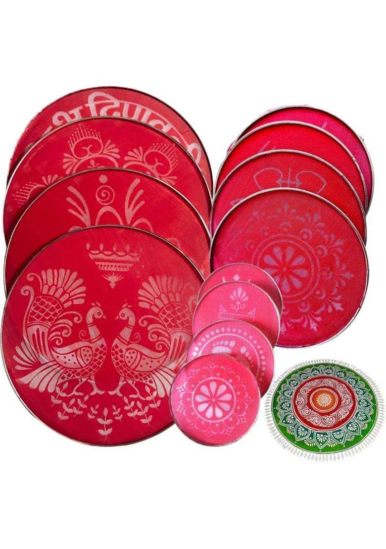 Artonezt Kolam Rangoli Stencils for Door Entrance Plastic Rangoli Mats 12 8 4 Rangoli Stencil - Indya