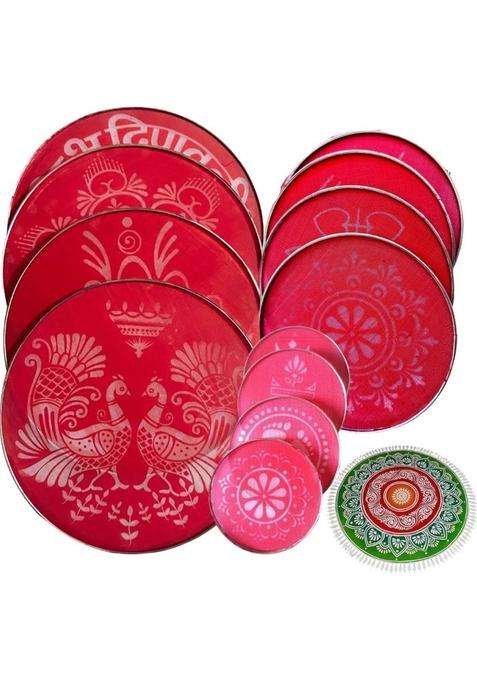 Artonezt Kolam Rangoli Stencils for Door Entrance Plastic Rangoli Mats 12 8 4 Rangoli Stencil