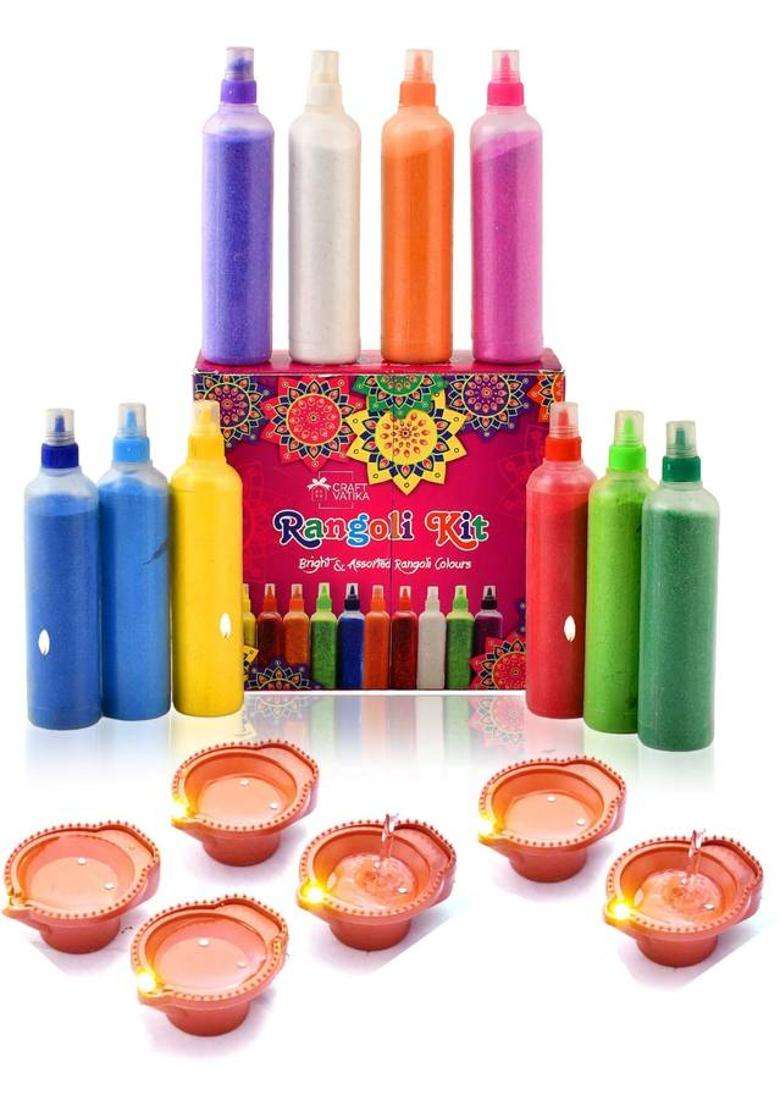 CraftVatika Pack of 16 Rangoli Powder(Multicolor) - Indya