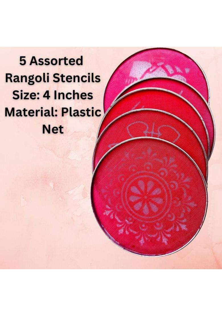 Artonezt 2 Magic Rangoli Stamp (4+8) 6 Rangoli Powder Bottles 10 Stencils 1 Pen Rangoli Stencil - Indya