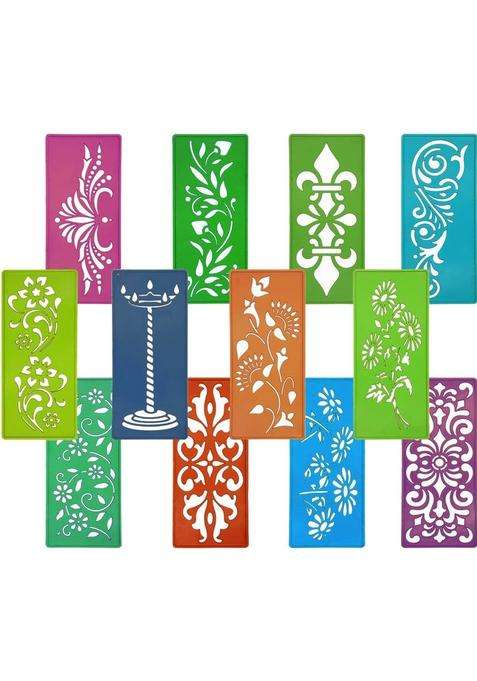 Ascension Set of 12 Different Rangoli Making Stencils Multi Designs Border Stencils Rangoli Stencil