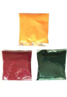 COLORFULL Pack of 3 Rangoli Powder(Yellow Brown Green)