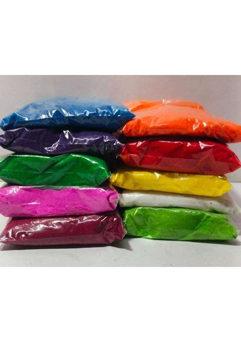 SHAW AGENCY Pack of 10 Rangoli Powder(Brown Maroon Blue Multicolor Orange Red Pink White Purple Yellow Green) - Indya