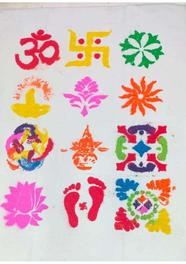 SHAW AGENCY Pack of 10 Rangoli Powder(Brown Maroon Blue Multicolor Orange Red Pink White Purple Yellow Green) - Indya