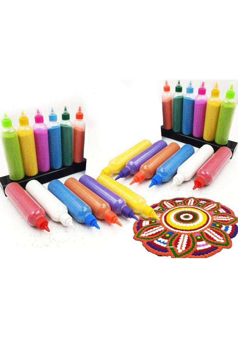 CraftVatika Pack of 24 Rangoli Powder(Multicolor) - Indya