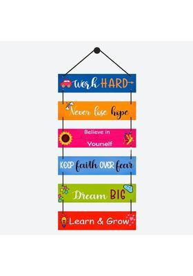 Home Delight Work Hard Dream Big Motivational Quote Wall Hanging Wooden Art Decoration Item(26 inch X 12 inch Blue Pink Red)