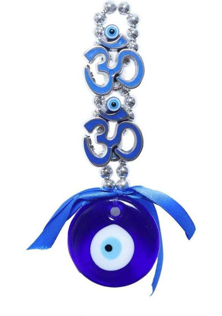 VE AND YOU Evil Eye Hanging 2 OM Crystal Ball Decorative Showpiece - 16 cm (Glass Blue)(Blue) - Indya