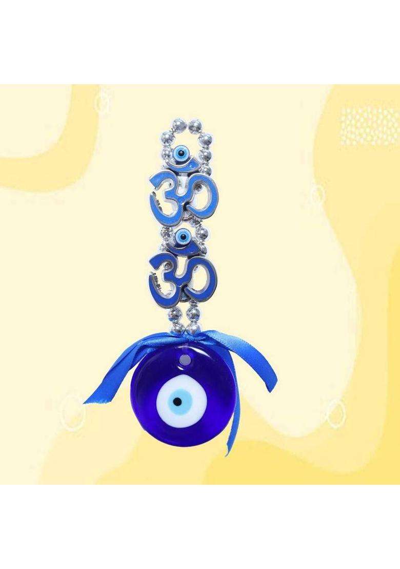 VE AND YOU Evil Eye Hanging 2 OM Crystal Ball Decorative Showpiece - 16 cm (Glass Blue)(Blue) - Indya
