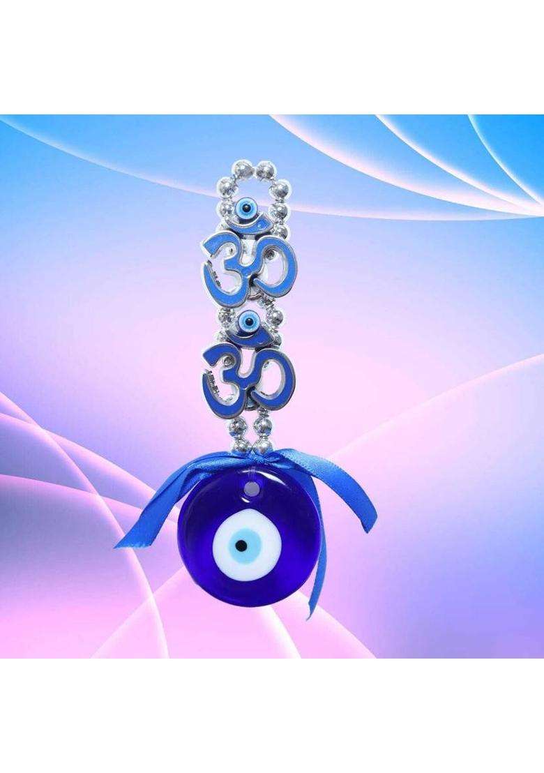 VE AND YOU Evil Eye Hanging 2 OM Crystal Ball Decorative Showpiece - 16 cm (Glass Blue)(Blue) - Indya