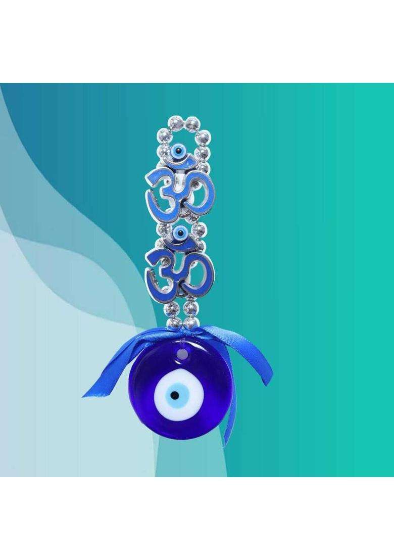 VE AND YOU Evil Eye Hanging 2 OM Crystal Ball Decorative Showpiece - 16 cm (Glass Blue)(Blue) - Indya