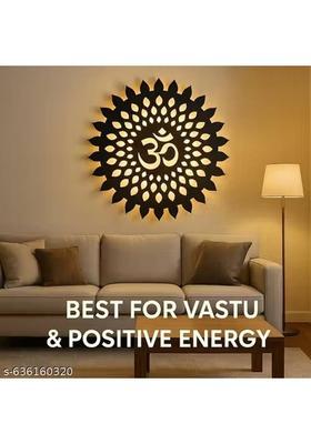CRAFTY COTTAGE Om Design Backlit Mandala Home Temple Living Room Hall Decorative Wall Lamp(12 inch X 12 inch Brown)
