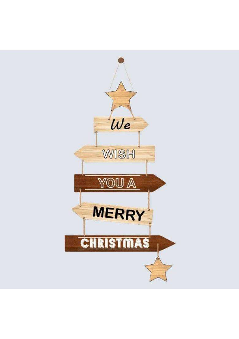 Home Delight Merry Christmas Wooden Fridge Magnets Ideal for Home Decor & Christmas Decor(31 inch X 12 inch Red Yellow Green) - Indya