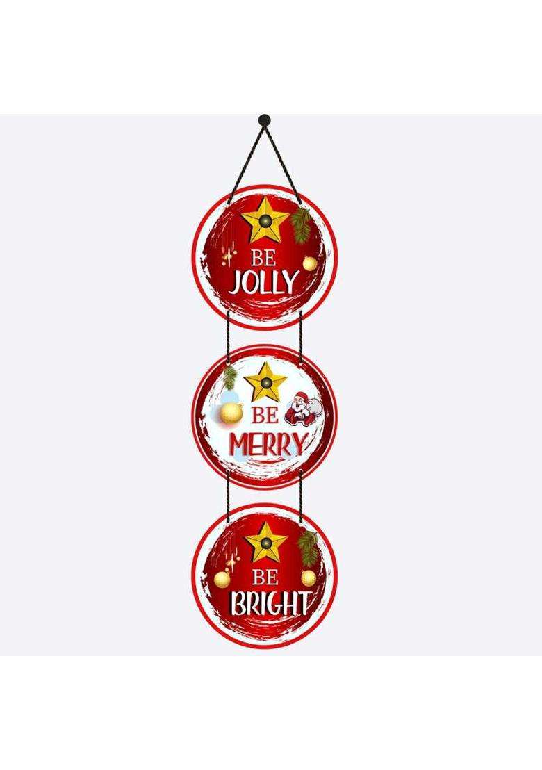 Home Delight Merry Christmas Wooden Fridge Magnets Ideal for Home Decor & Christmas Decor(31 inch X 12 inch Red Yellow Green) - Indya