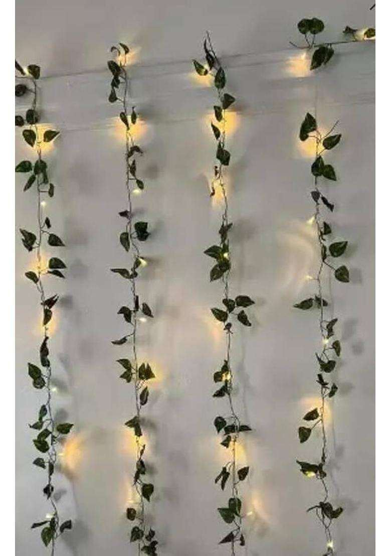 Bowzzonne Aesthetic Room Decor Kit with Vines & Fairy Lights for Wall Decoration Pack of 7(10 cm X 10 cm Green Yellow) - Indya