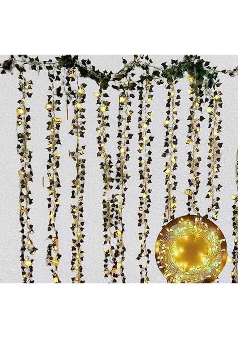Bowzzonne Aesthetic Room Decor Kit with Vines & Fairy Lights for Wall Decoration Pack of 7(10 cm X 10 cm Green Yellow) - Indya